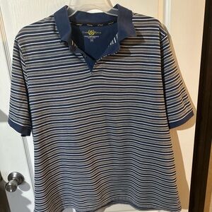 Club Room Men's Blue Striped Polo Shirt